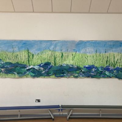 Nursery created a river using brushes made from natural materials.