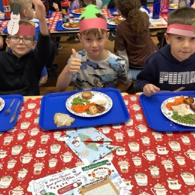 Enjoying Christmas lunch!