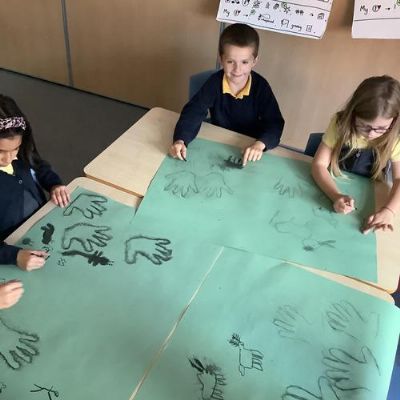 We looked at the Stone Age paintings from the Chauvet Cave in France.