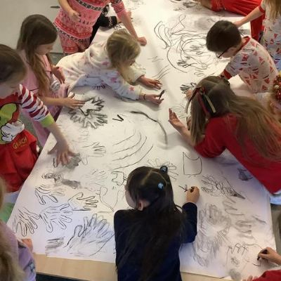 Drawing with charcoal