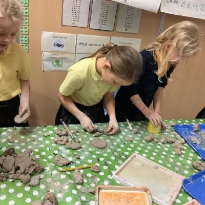 Making clay Christmas decorations