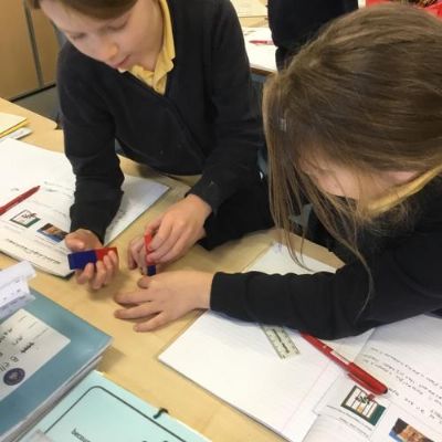In Science we were exploring magnets.