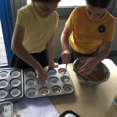 Cooking with all of Year 4- all different dishes and then an afternoon buffet!
